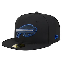 Men's New Era  Black Buffalo Bills Color Pop 59FIFTY Fitted Hat
