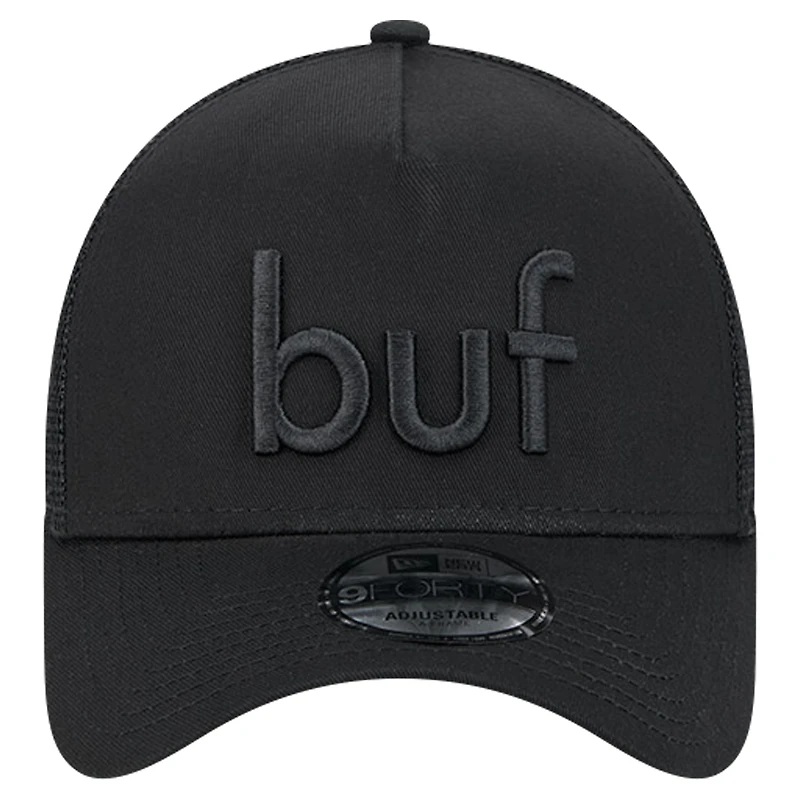 Men's New Era Black Buffalo Bills Domain 9FORTY A-Frame Trucker Adjustable Hat
