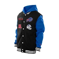 Veste à capuche en polaire boutons-pression Buffalo Bills New Era noire pour homme