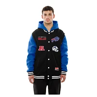 Veste à capuche en polaire boutons-pression Buffalo Bills New Era noire pour homme