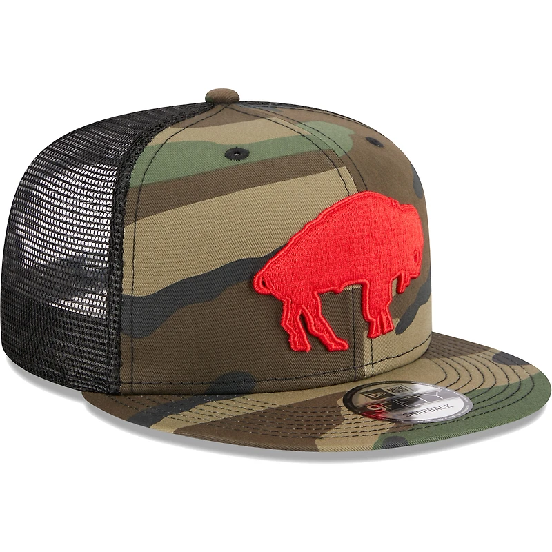 Men's New Era Camo Buffalo Bills Throwback Main Trucker 9FIFTY Snapback Hat