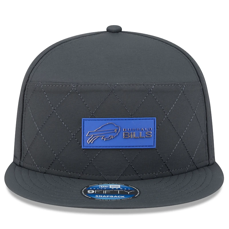 Casquette snapback 9FIFTY à panneau fendu sur le côté Buffalo Bills 2025 de New Era pour homme, couleur charbon
