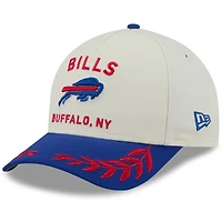 Casquette ajustable New Era 9FORTY A-Frame M-Crown pour homme, crème/bleu royal, Buffalo Bills, repêchage NFL 2025