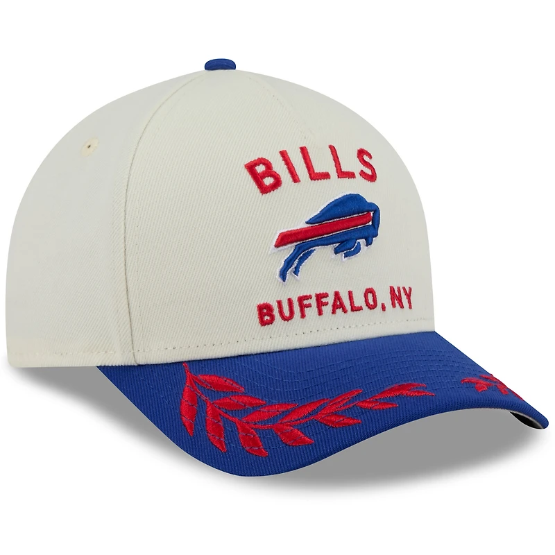 Casquette ajustable New Era 9FORTY A-Frame M-Crown pour homme, crème/bleu royal, Buffalo Bills, repêchage NFL 2025