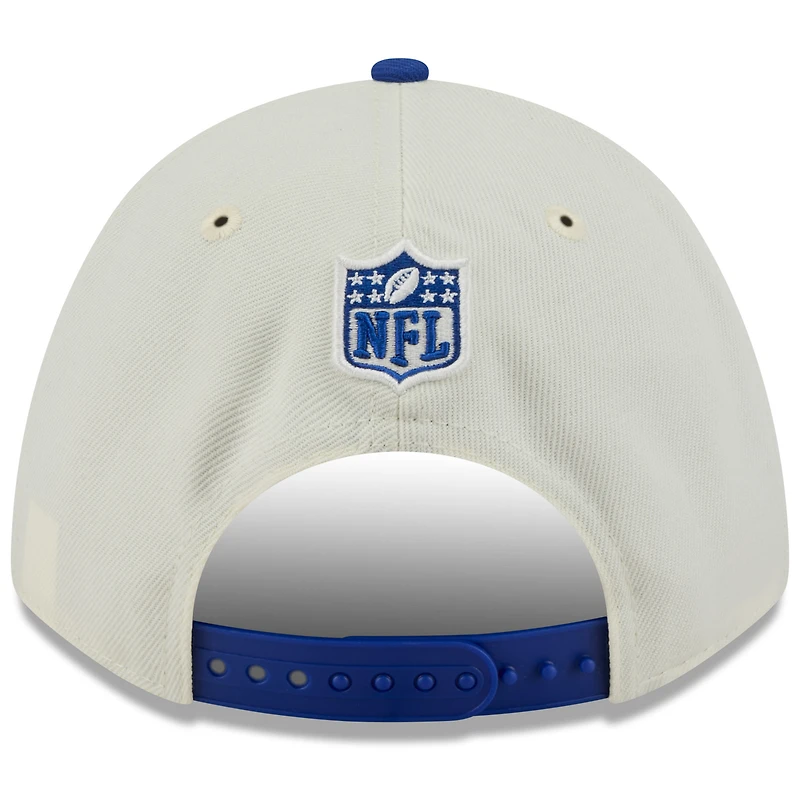Casquette ajustable New Era 9FORTY M-Crown A-Frame pour homme, couleur crème/bleu royal, Buffalo Bills, repêchage NFL 2025