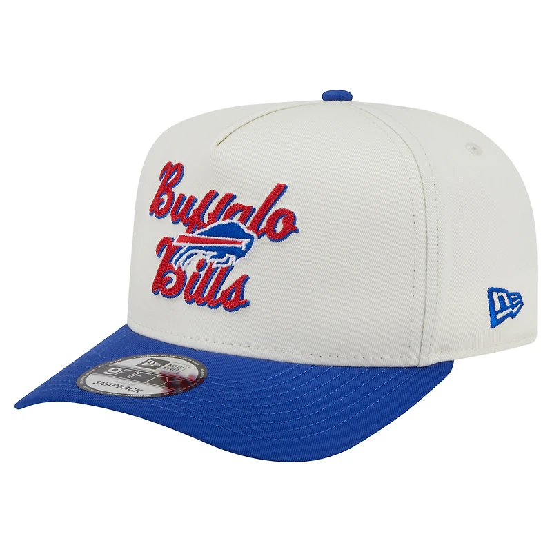 Men's New Era Cream/Royal Buffalo Bills Chainstitch A-Frame 9FIFTY Adjustable Hat
