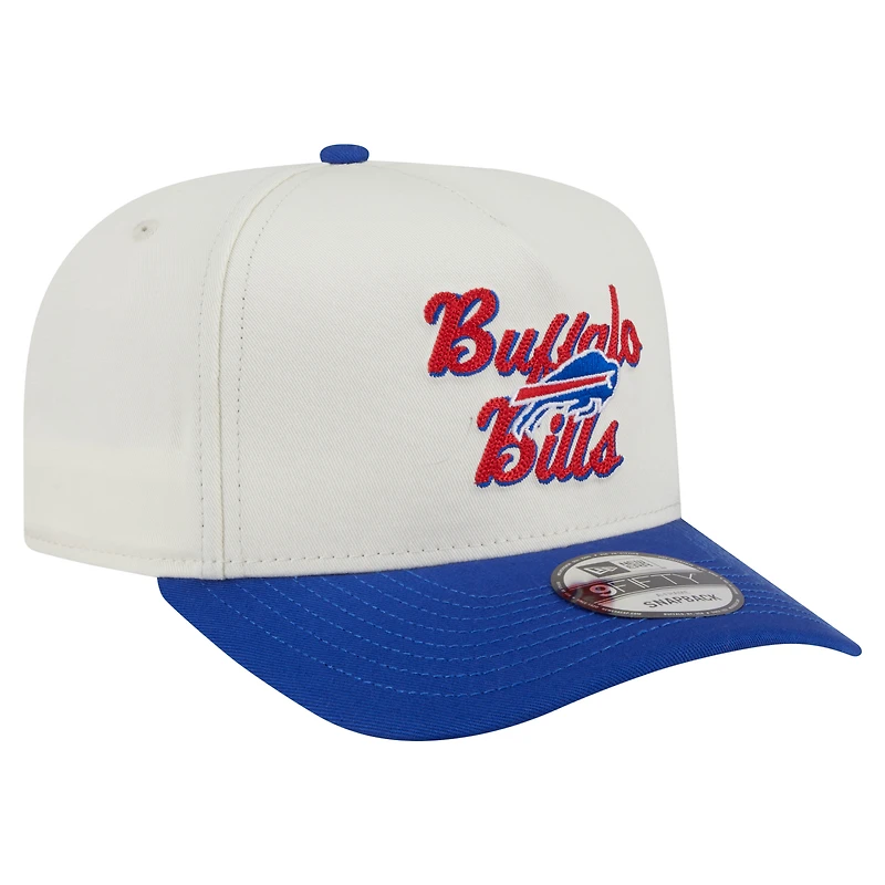 Men's New Era  Cream/Royal Buffalo Bills Chainstitch A-Frame 9FIFTY Adjustable Hat