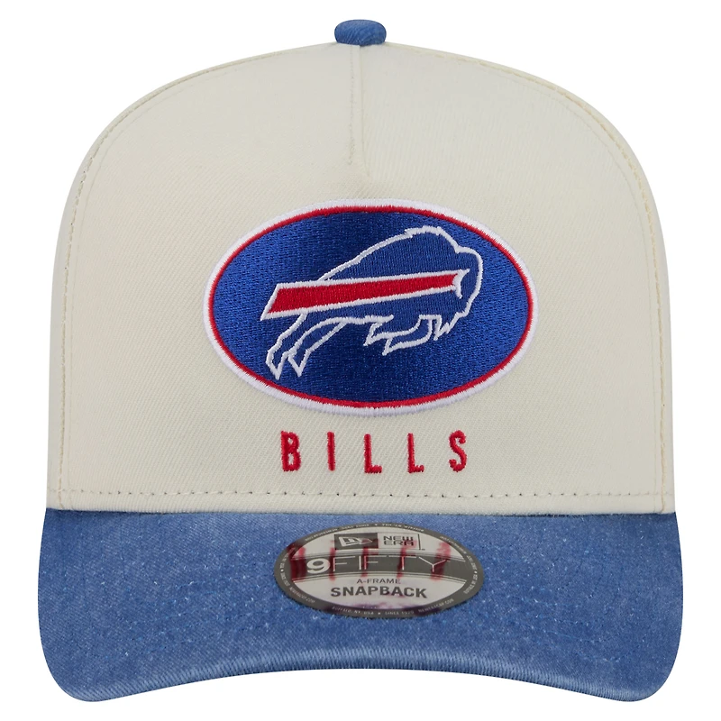 Men's New Era Cream/Royal Buffalo Bills Washed A-Frame 9FIFTY Snapback Hat