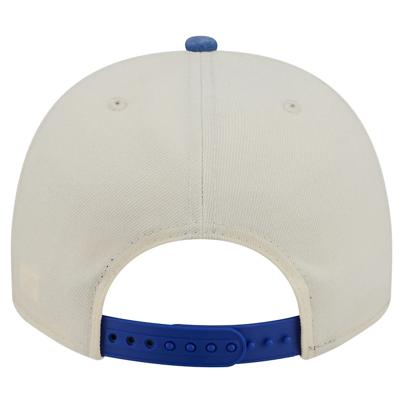 Casquette snapback New Era 9FIFTY pour homme, couleur crème/bleu roi, Buffalo Bills, modèle A-Frame délavé.