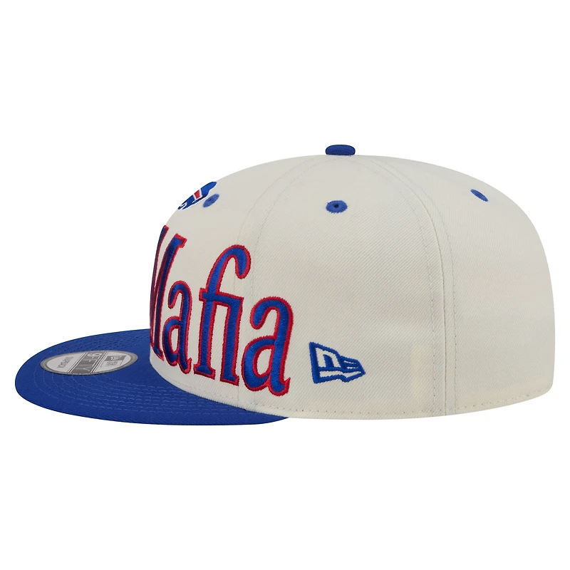 Men's New Era Cream Buffalo Bills Oversized Slogan 9FIFTY Snapback Hat