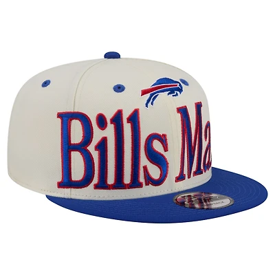 Men's New Era Cream Buffalo Bills Oversized Slogan 9FIFTY Snapback Hat