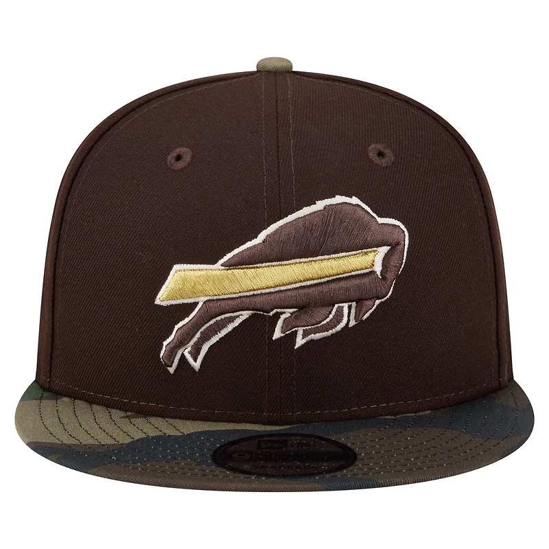 Men's New Era Dark Brown Buffalo Bills Burnt Wood Camo 9FIFTY Snapback Hat