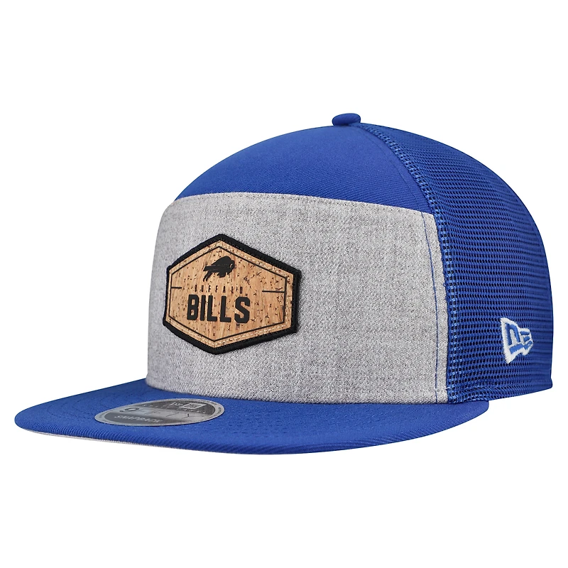 Men's New Era Gray/Royal Buffalo Bills Cork Split Panel 9FIFTY Trucker Snapback Hat