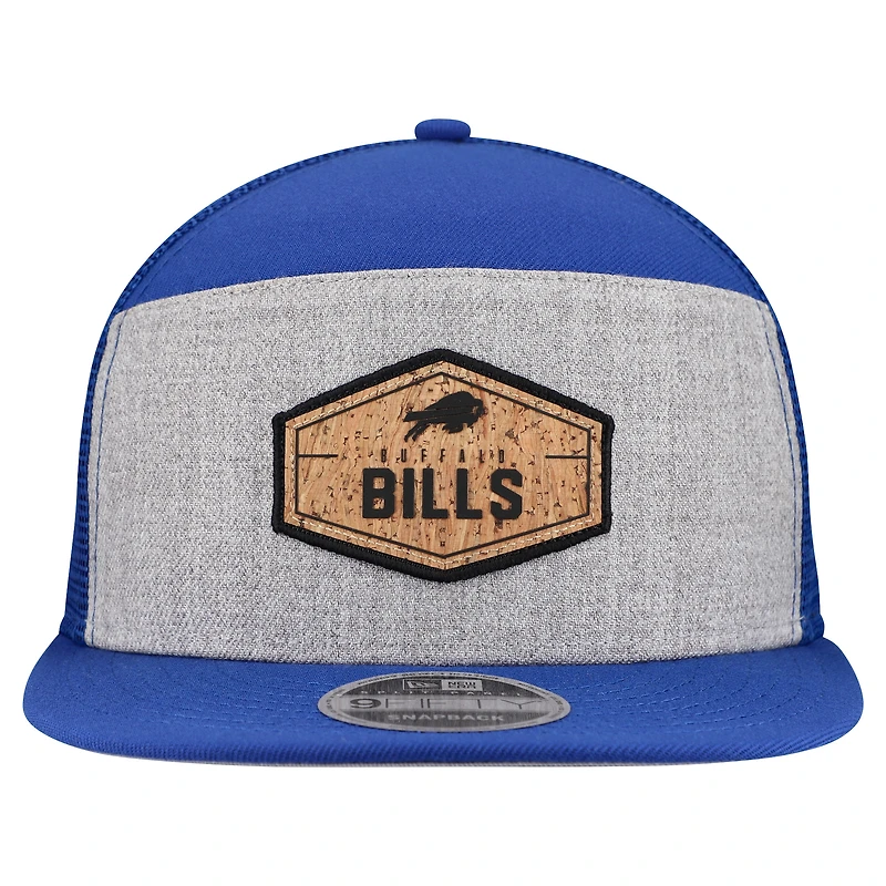 Men's New Era Gray/Royal Buffalo Bills Cork Split Panel 9FIFTY Trucker Snapback Hat