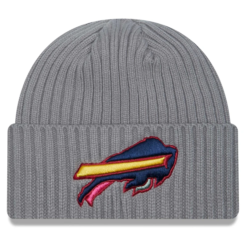 Bonnet en tricot à revers New Era pour hommes, gris chiné Buffalo Bills Color Pack