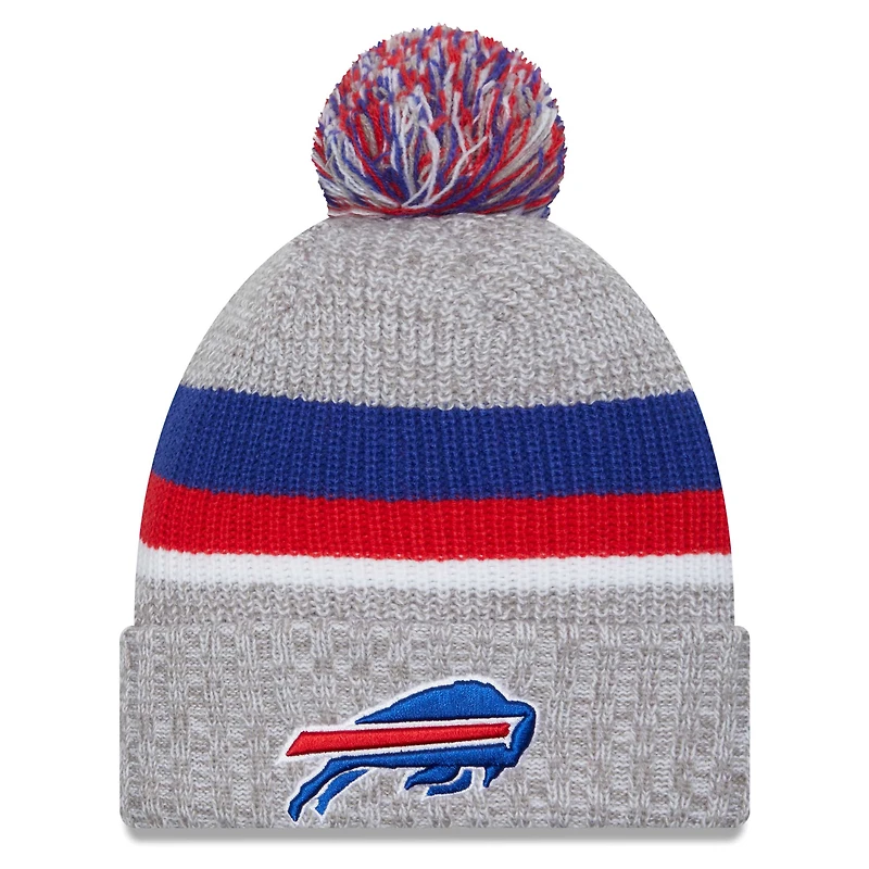 Men's New Era Heather Gray Buffalo Bills Cuffed Knit Hat with Pom