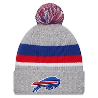 Men's New Era Heather Gray Buffalo Bills Cuffed Knit Hat with Pom