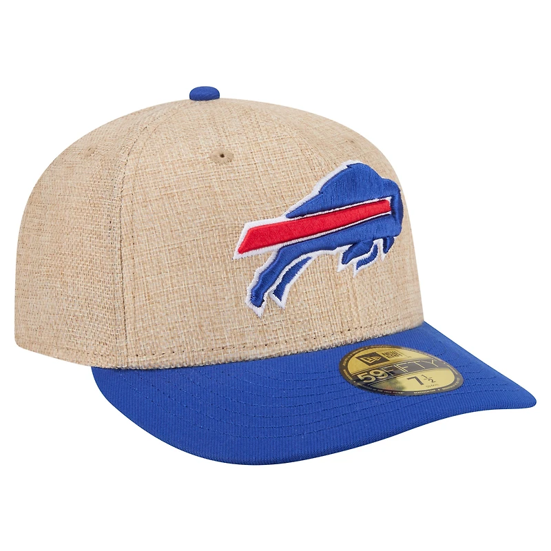 Casquette ajustée New Era 59FIFTY pour homme, coloris naturel/royal Buffalo Bills, à motif de ficelle pré-courbée.