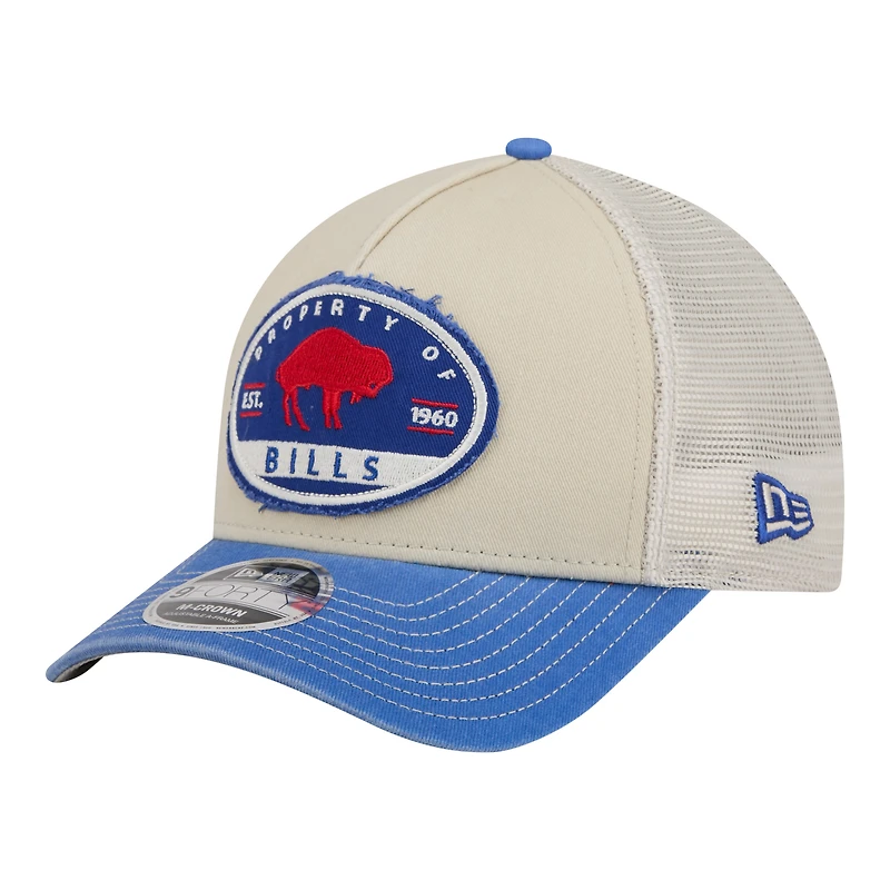 Casquette ajustable New Era Natural Buffalo Bills Frayed M-Crown A-Frame 9FORTY pour homme