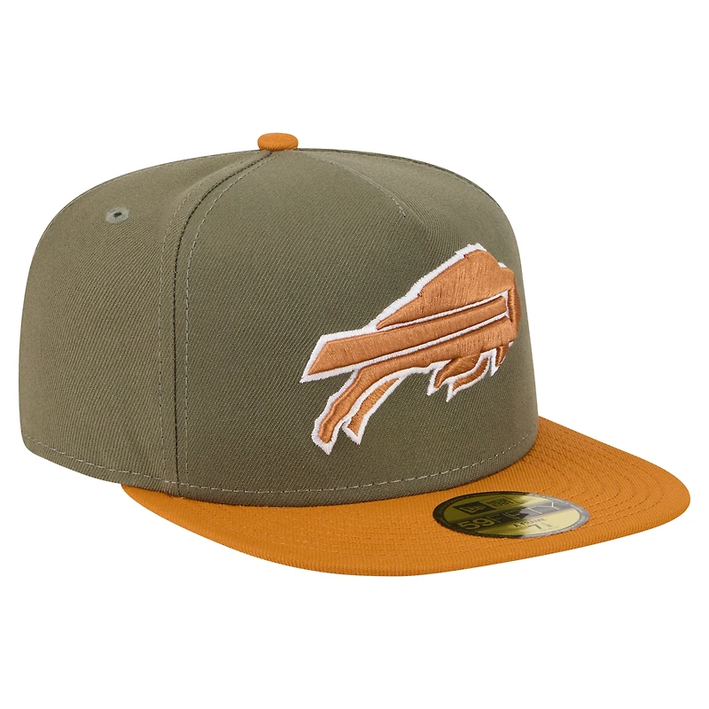 Casquette ajustée A-Frame 59FIFTY pour homme New Era, coloris olive/marron, Buffalo Bills