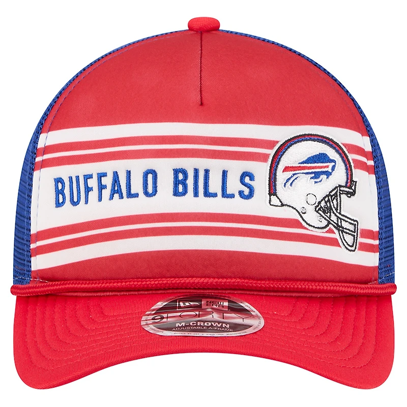 Men's New Era  Red Buffalo Bills  Linear A-Frame 9FORTY Adjustable Hat