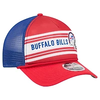 Men's New Era  Red Buffalo Bills  Linear A-Frame 9FORTY Adjustable Hat