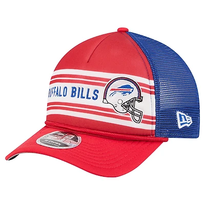 Men's New Era  Red Buffalo Bills  Linear A-Frame 9FORTY Adjustable Hat