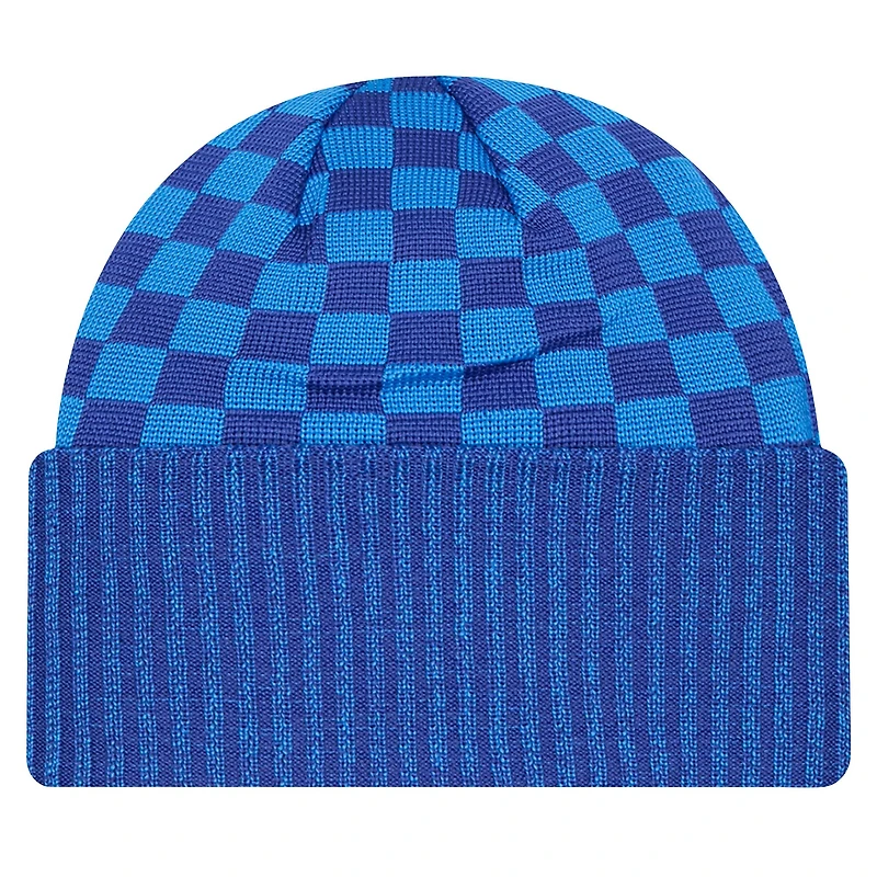 Bonnet en tricot à revers à carreaux Royal Buffalo Bills de New Era pour homme