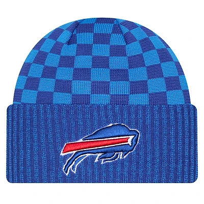 Bonnet en tricot à revers à carreaux Royal Buffalo Bills de New Era pour homme