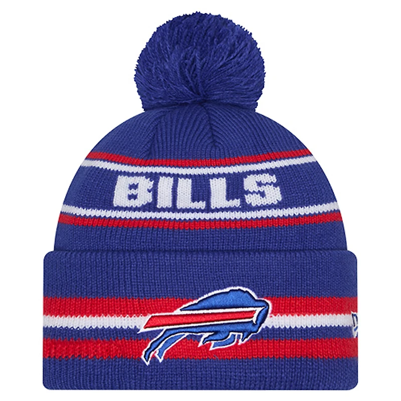 Bonnet à revers classique pour homme New Era Royal Buffalo Bills avec pompon