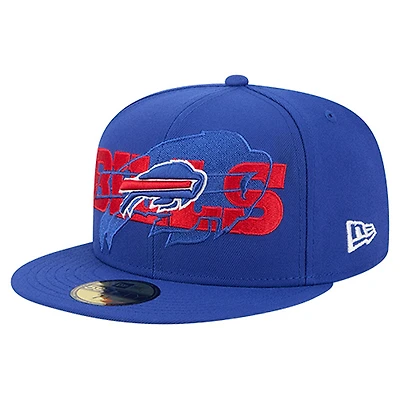 Casquette ajustée New Era Royal Buffalo Bills Overlap Wordmark 59FIFTY pour homme