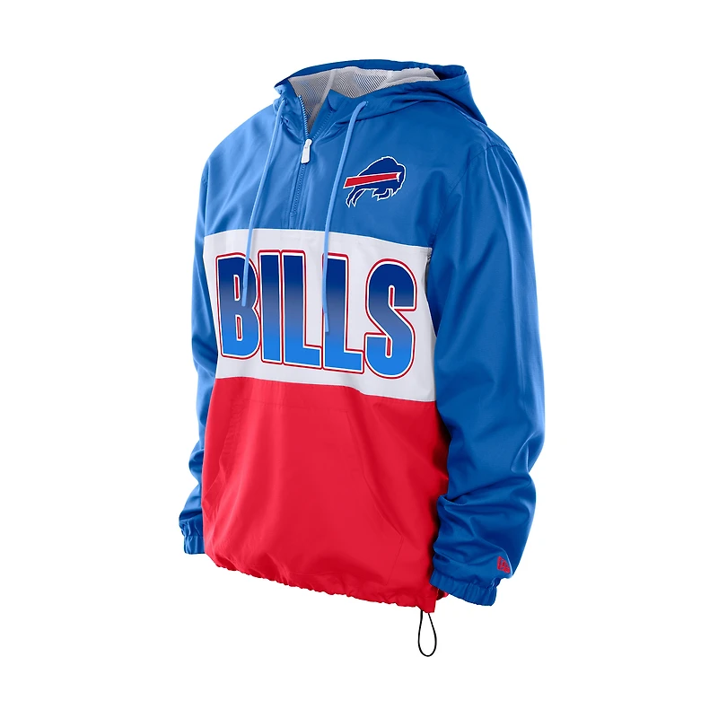 Coupe-vent à capuche et fermeture éclair quart de tour New Era Royal Buffalo Bills pour homme