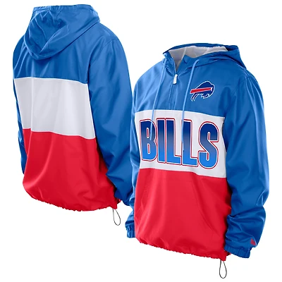Coupe-vent à capuche et fermeture éclair quart de tour New Era Royal Buffalo Bills pour homme