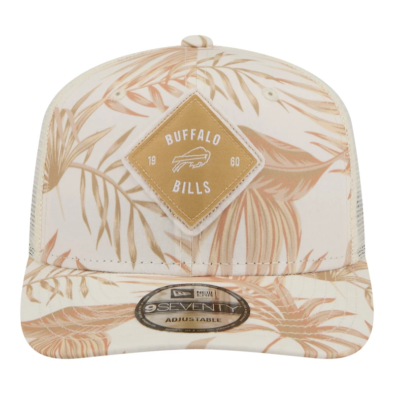 Men's New Era  Tan Buffalo Bills Tonal Palm COOLERA 9SEVENTY Adjustable Trucker Hat