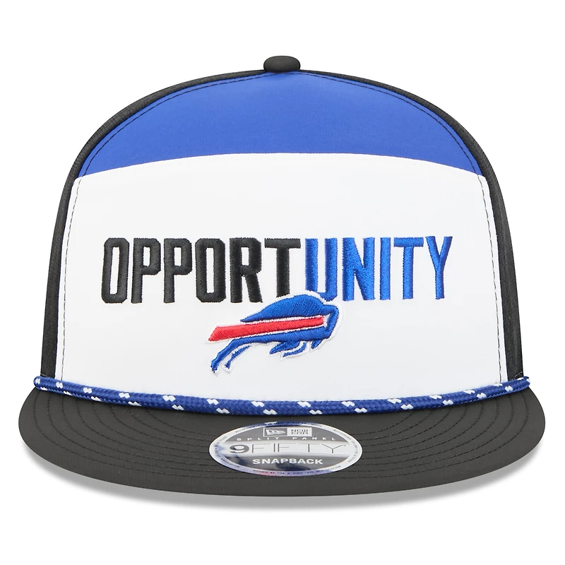 Men's New Era White/Black Buffalo Bills 2025 Inspire Change Split Panel 9FIFTY Snapback Hat