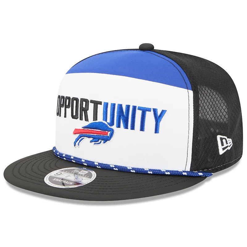 Casquette snapback New Era Buffalo Bills 2025 Inspire Change Split Panel 9FIFTY pour homme, blanche et noire
