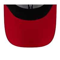 Casquette New Era 39THIRTY Flex blanche/rouge pour homme, logo rétro du camp d'entraînement NFL 2025 des Buffalo Bills