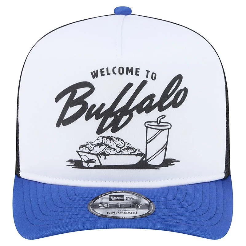 Men's New Era White/Royal Buffalo Bills Foodie 9FIFTY A-Frame Trucker Snapback Hat