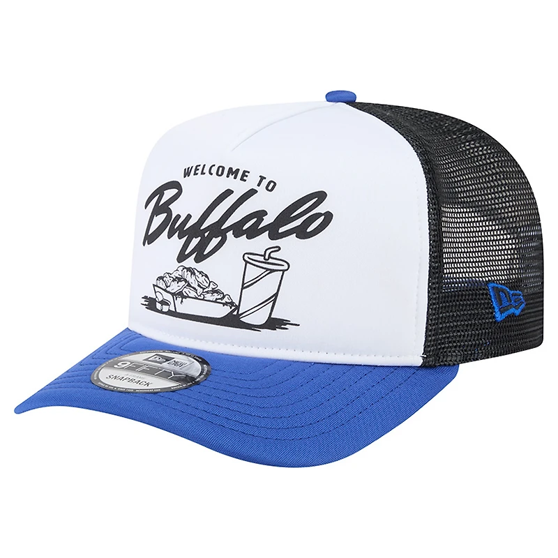 Men's New Era White/Royal Buffalo Bills Foodie 9FIFTY A-Frame Trucker Snapback Hat