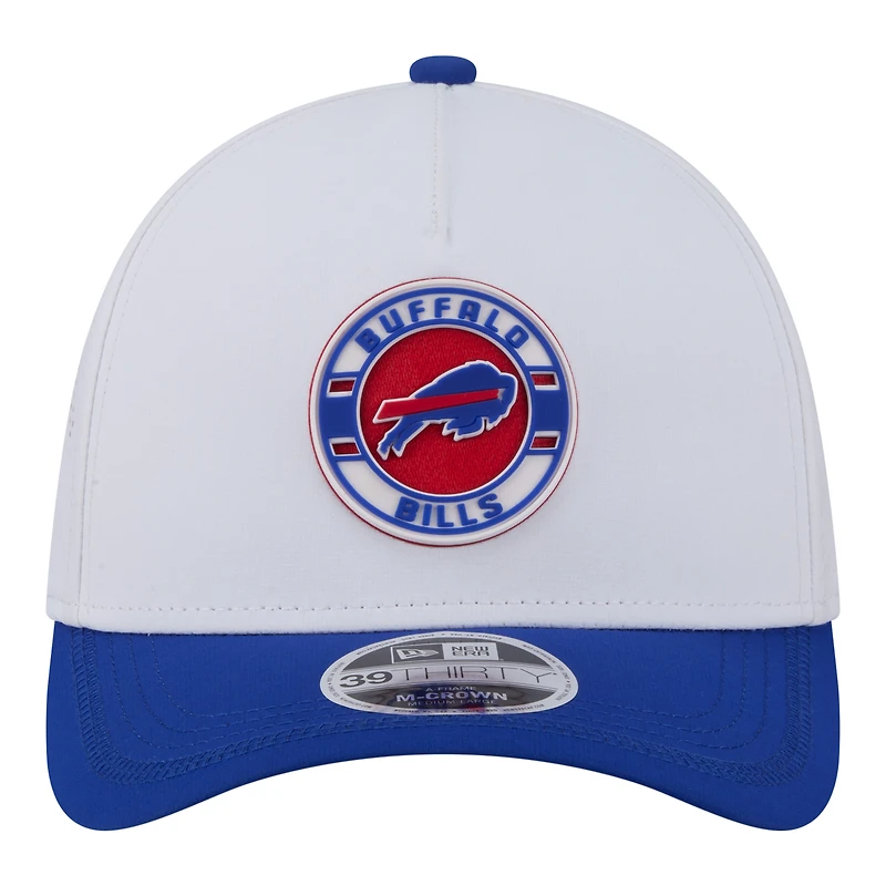 Men's New Era White/Royal Buffalo Bills Patch 39THIRTY A-Frame M-Crown Perforated Flex Hat