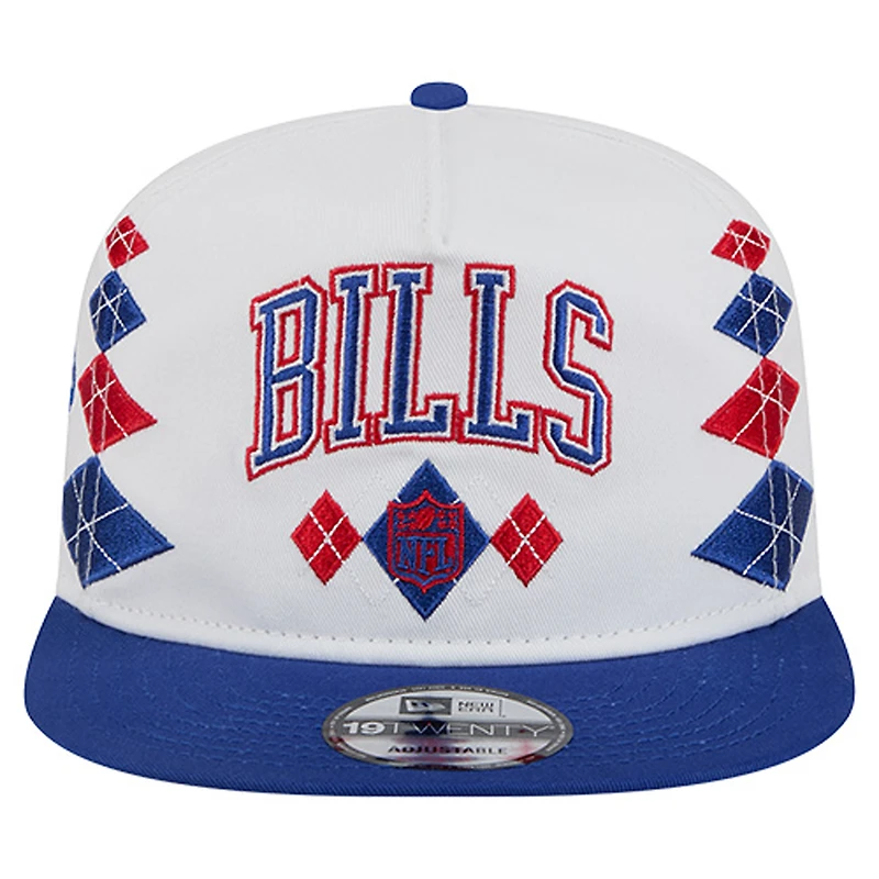 Men's New Era  White Buffalo Bills Argyle 19TWENTY Adjustable Hat