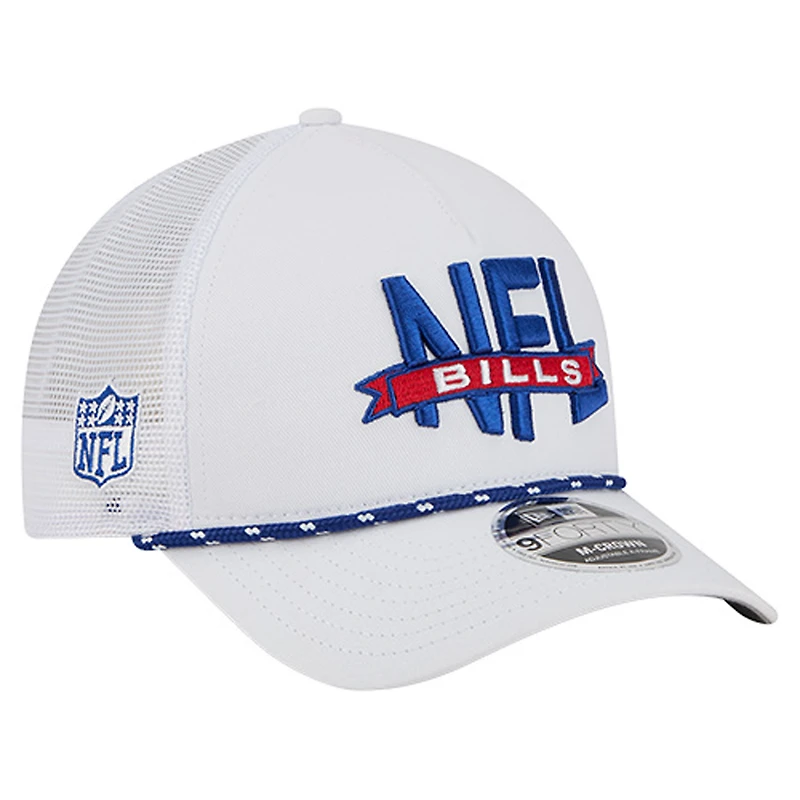Men's New Era White Buffalo Bills NFL 9FORTY A-Frame M-Crown Adjustable Trucker Hat