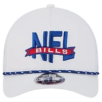 Men's New Era White Buffalo Bills NFL 9FORTY A-Frame M-Crown Adjustable Trucker Hat