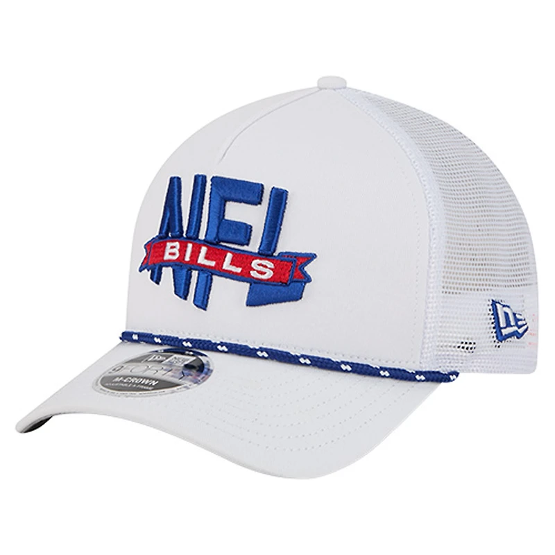 Men's New Era White Buffalo Bills NFL 9FORTY A-Frame M-Crown Adjustable Trucker Hat