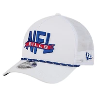 Men's New Era White Buffalo Bills NFL 9FORTY A-Frame M-Crown Adjustable Trucker Hat