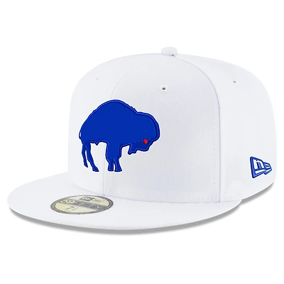 Men's New Era White Buffalo Bills Omaha Historic Logo 59FIFTY Fitted Hat