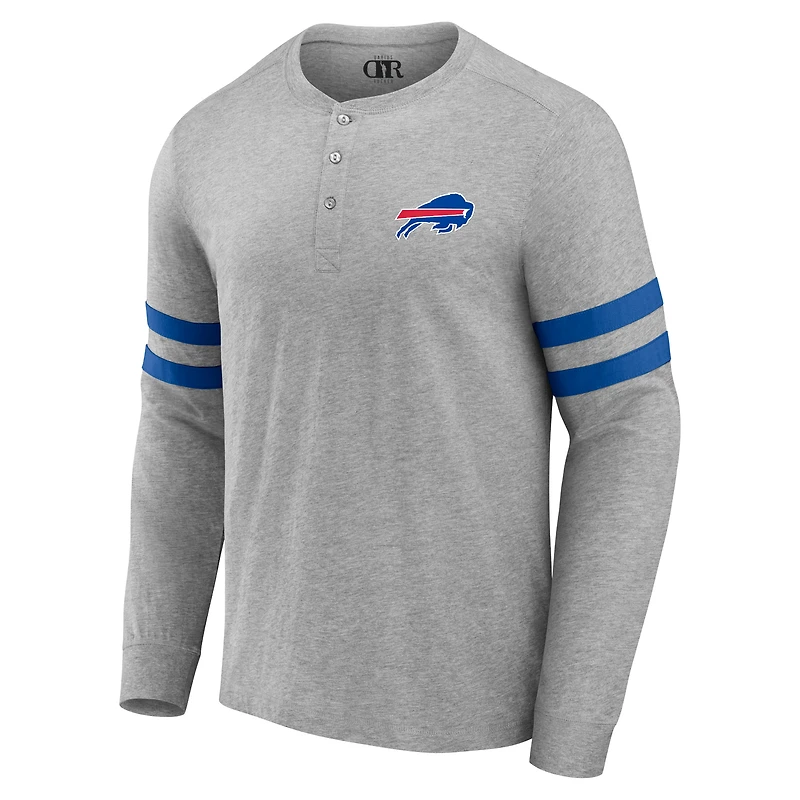 T-shirt à manches longues Henley Buffalo Bills gris chiné pour homme de la collection NFL x Darius Rucker Fanatics