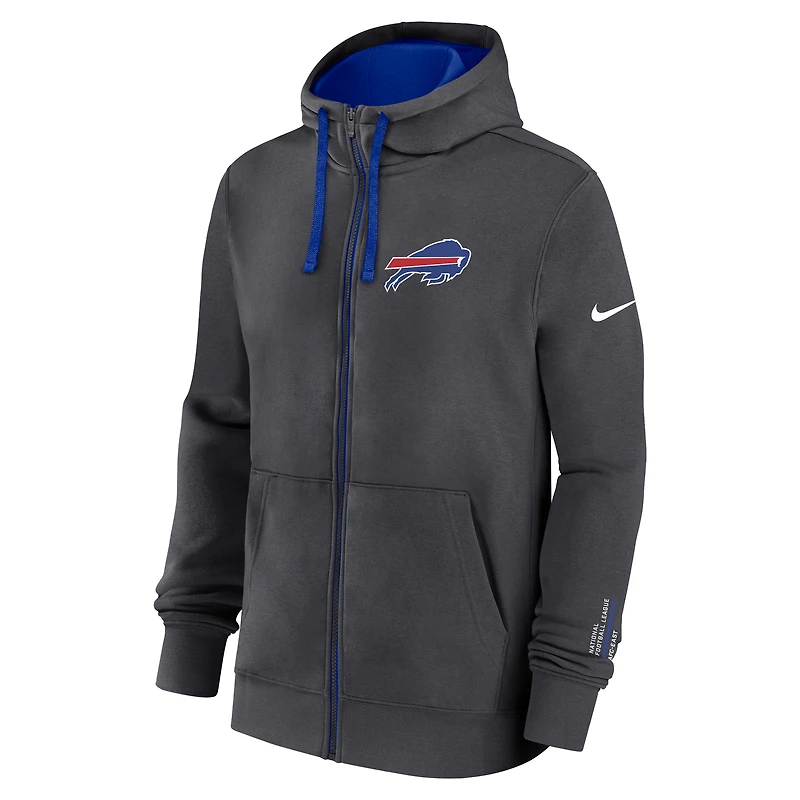 Men's Nike Anthracite Buffalo Bills Primetime Club Full-Zip Hoodie