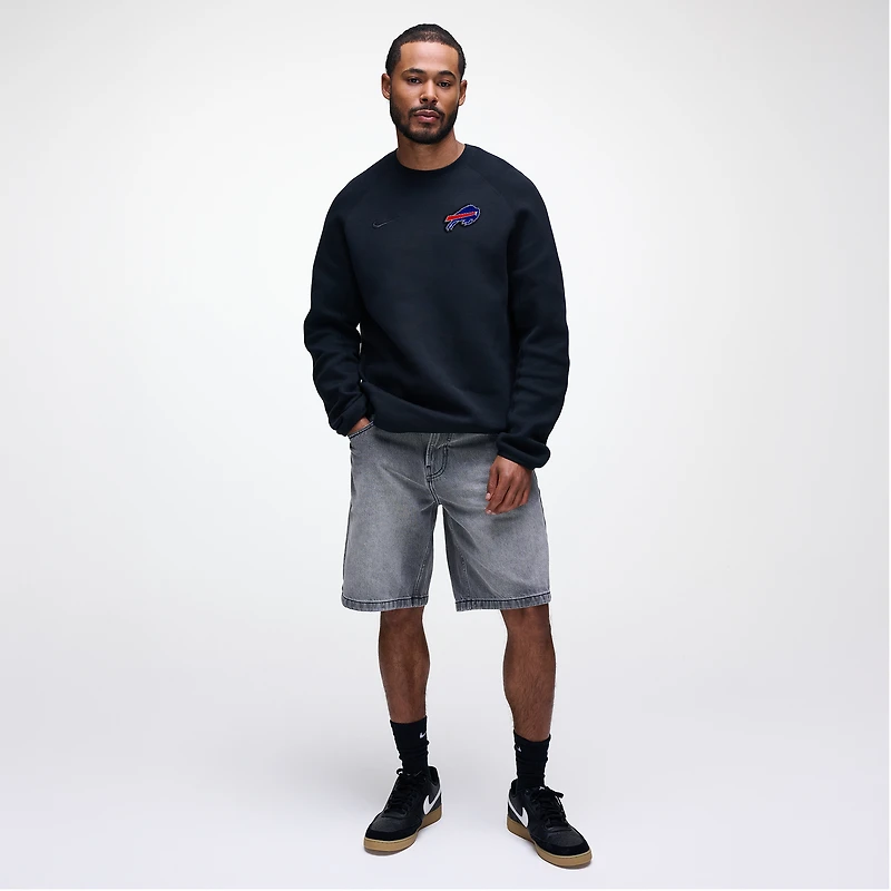 Sweat-shirt Nike Tech Fleece Raglan gris chiné pour homme des Buffalo Bills