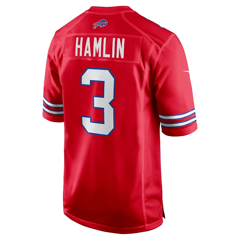 Maillot de match alternatif Nike Damar Hamlin pour hommes, rouge des Buffalo Bills